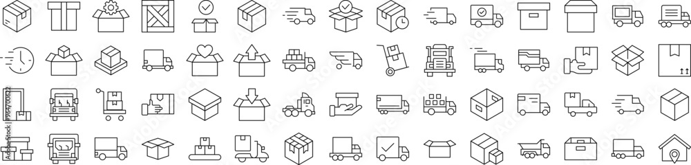 Aufkleber delivery line icon bundle. modern collection for design, web sites, apps, cards. contains linear ima