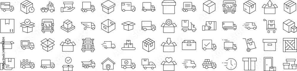 Poster delivery line icon set. modern collection for design, web sites, apps, cards. contains linear images