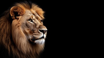 Fototapeta premium Majestic Lion Profile on Black Background