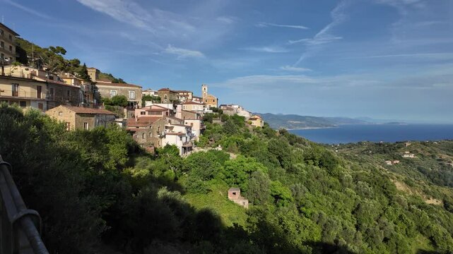 Scenic view in the beautiful village of Pollica, in the Cilento region. Province of Salerno, Campania, italy.