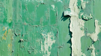 Textured Green Wall with Peeling Paint