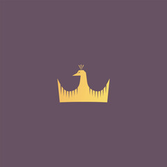 peacock crown logo vector. simple logo for brand.