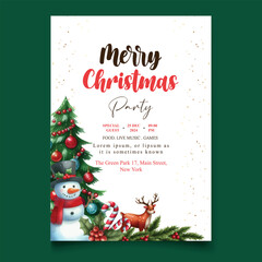 Vector Illustration Watercolor Happy Valentines Day Party Celebration Poster Template