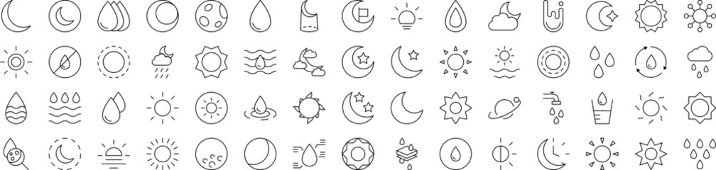 Weather Outline Style Icons for Design, Cards, Apps, Social Networks