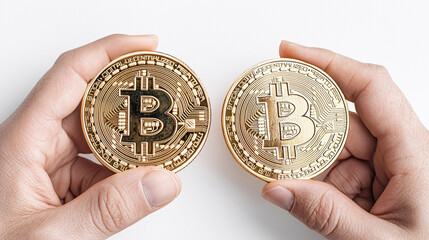 Two people holding two golden B's in their hands