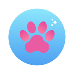  Pink paw print icon in a blue circle