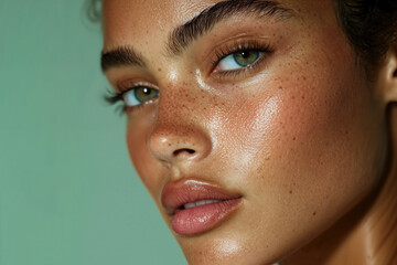 Beauty Skin Close-Up Portrait with Freckles
