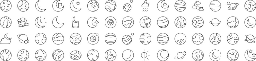 Space Outline Style Icons for Design, Cards, Apps, Social Networks