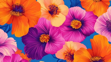 Vibrant Floral Pattern with Overlapping Petals