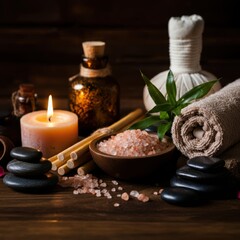 Beauty spa treatment with candles