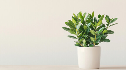Fototapeta premium A potted plant sits on a wooden table