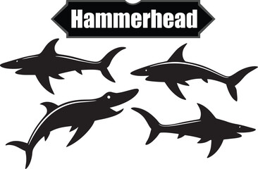 Obraz premium Hammerhead Abstract Silhouette Vector Graphics Pack