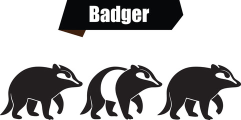 Obraz premium Badger Outline Silhouette Graphics Collection