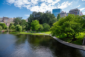 The Lagoon is a small lake in the Boston Common which is a public park and garden Massachusetts