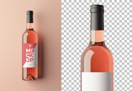 Studio photography style rose wine bottle label mockup - Outdoor store or restaurant logo sign mockup  - generative ai image