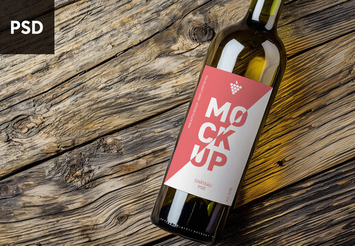 Close up of a wine lable on a wooden background  - generative ai image
