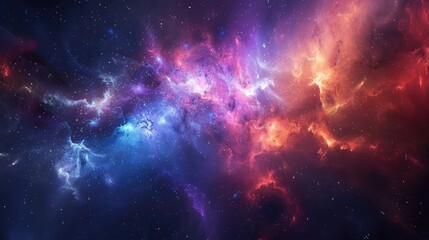 Stunning outer space nebula with vibrant colors, star clusters, and cosmic clouds. Perfect for astronomy, science, and universe-themed designs.