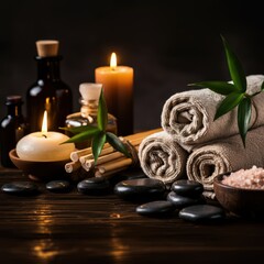 Beauty spa treatment with candles