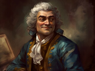 Portr&auml;t eines l&auml;chelnden Mannes im Rokoko-Stil - Ki-Ai generiert