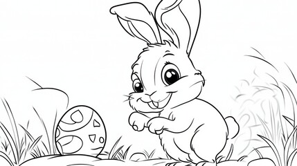 Cute Bunny with Easter Egg Coloring Page