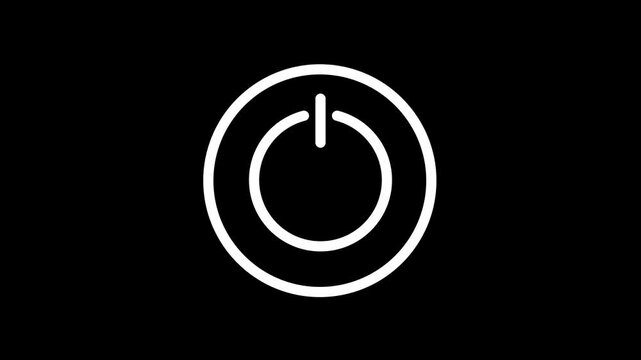 Power batton icon animation on black background. power baton on off.