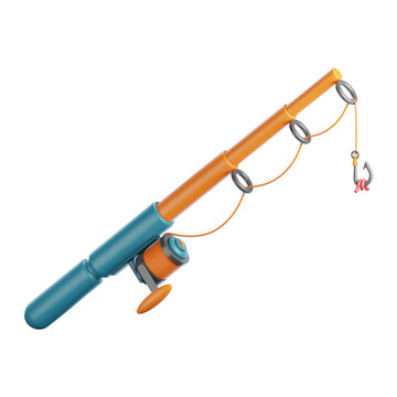 Premium fishing rod icon 3d rendering on isolated background
