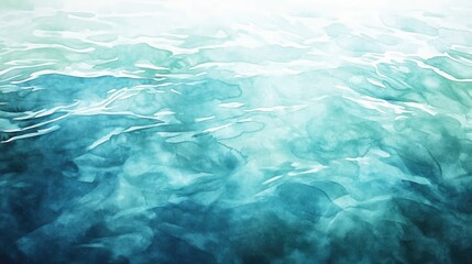 Obraz premium watercolor light blue ocean ripples background illustration. nature background