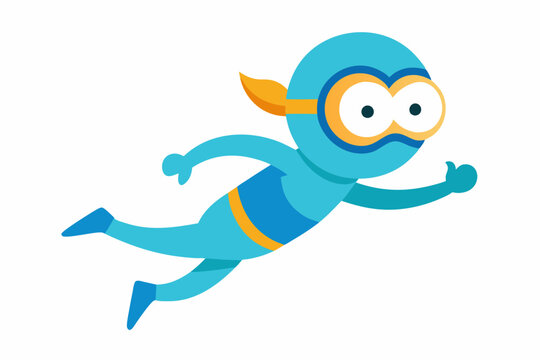 recommend clip art: Cute diver running on cartoon vector icon illustration 
