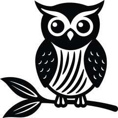 Elegant Owl Sitting on Tree Vector Illustration of Forest Life
