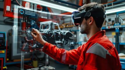 Illustrate a first-person perspective engaging with augmented reality (AR) repair guides, AI Generative