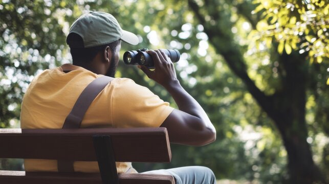 Nature Enthusiast Observing Wildlife - Powered by Adobe