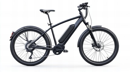 Naklejka premium modern electric bike on white background, concept of mobility and eco-friendly transportation