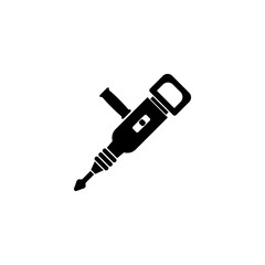 Black vector icon of a power hammer drill, perfect for construction themes.