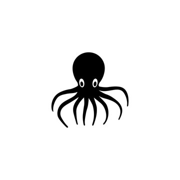 recommend clip art: Minimalist octopus vector icon, perfect for logos, branding, and marine-themed designs.