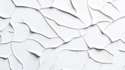 Abstract white textured background with irregular wavy patterns and slight raised detailing. The surface gives a three-dimensional appearance resembling cracked or peeling paint.