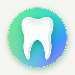 a white tooth on a blue and green circle