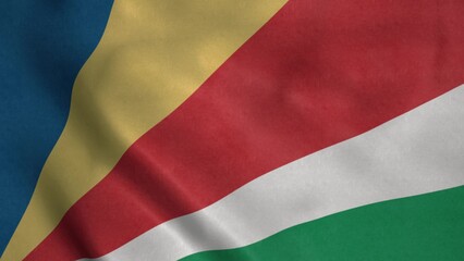 Flag of Seychelles fluttering in the wind. Realistic flag background. 3d illustration