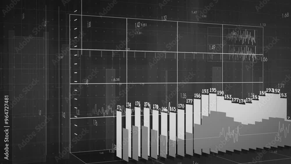 Poster animation of digital data processing over computer servers