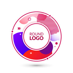 Fototapeta premium Abstract round logo. Red and purple geometric logotype, colorful circle element for design. Organic dynamic forms. Minimal simple geometry. Vector isolated on white background illustration