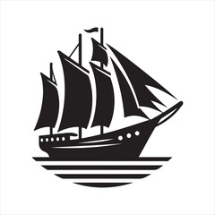 Lugger Silhouette Vector Illustration – Perfect for Nautical-Themed Designs