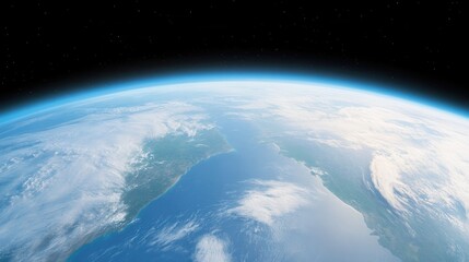 A blue and white planet with a dark sky