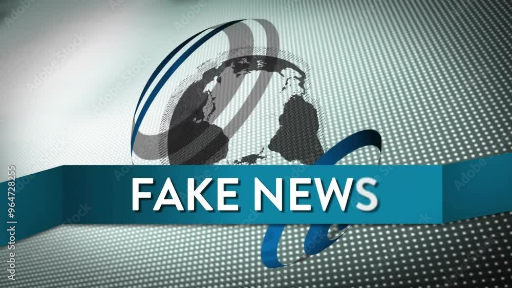 Aufkleber animation of fake news text digital data processing over globe