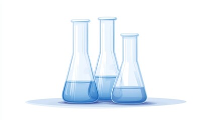 Three beakers of water are on a table