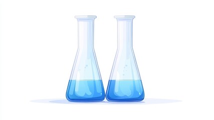 Two beakers of blue liquid sit side by side
