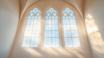 The three windows in the room are letting in a lot of light, creating a bright