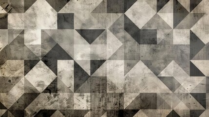 vintage geometric pattern with faded triangles squares and random shapes in shades of gray and brown abstract background texture