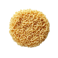 A close-up view of raw instant noodle, showcasing its unique texture and shape, perfect for culinary and food-related projects.