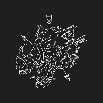 recommend clip art: line art style boar head 