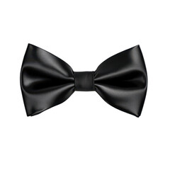 Elegant black bow tie crafted from luxurious satin, perfect for formal occasions, tuxedos, and sophisticated attire.