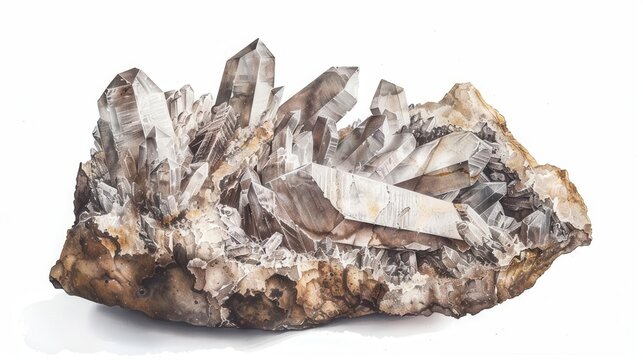 vintage scientific illustration of barite mineral specimen on white background